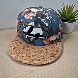 Grassroots Classic Line Snapback Hat Cap Floral Print Surfing Panda Satin Lined